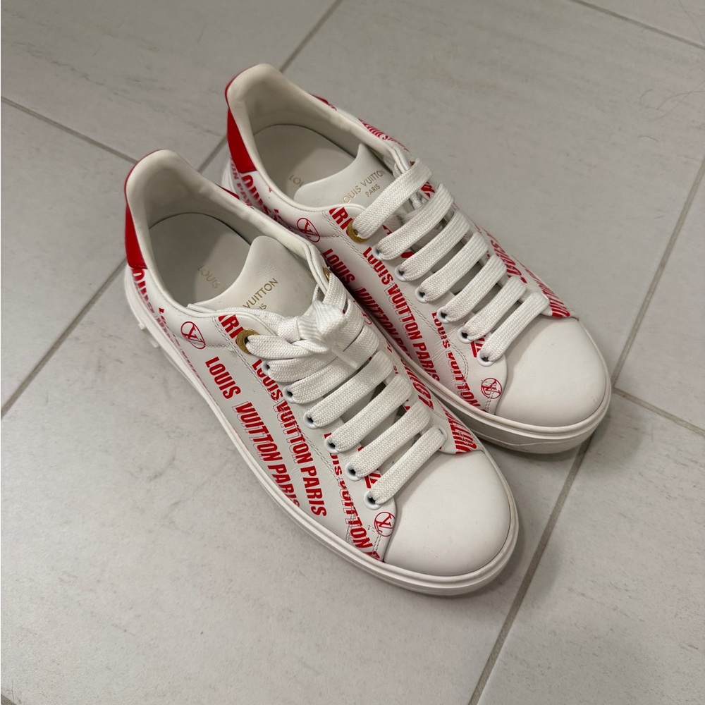 Louis Vuitton White and Red Sneakers